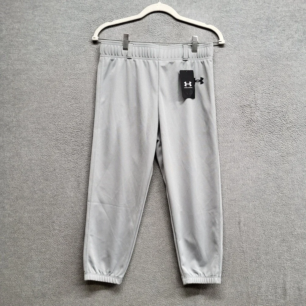 Under Armor‎ Boys Softball Pants Large Gray Logo HeatGear NWT